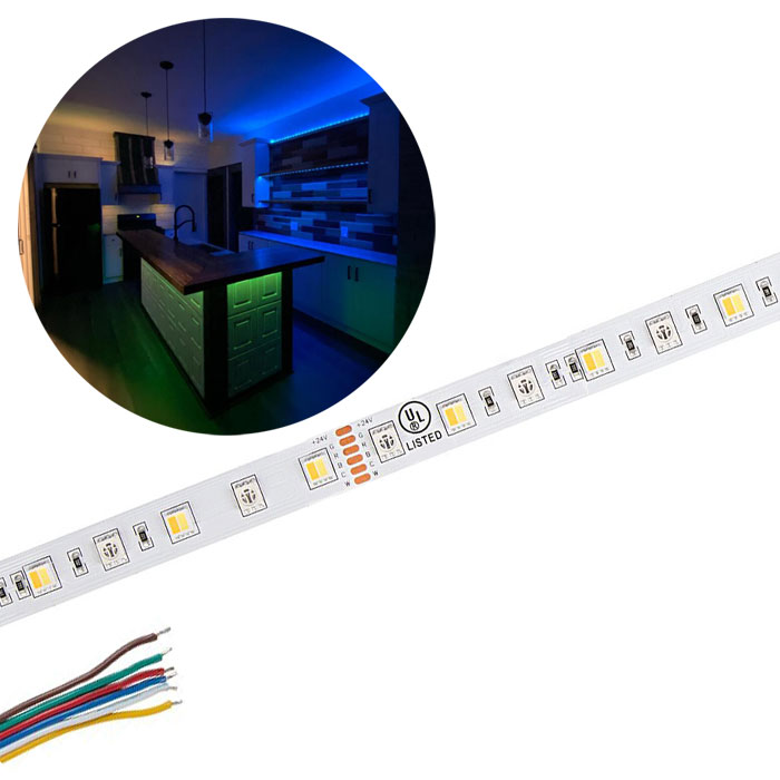 5m RGB+CCT LED Strip Light - Color-Changing LED Tape Light - 12V / 24V - IP20 - RGB+CCT - 196.9in (16.40ft)