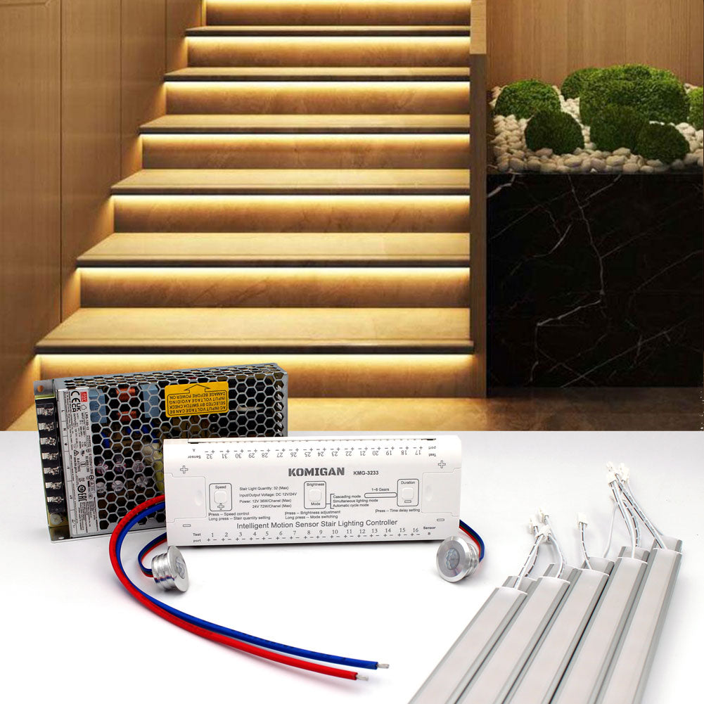 Integrated Motion Sensor LED - Step and Stair Lighting Kit, 90cm Length Aluminum LED Light Bar for Stairway - Warm White 3000K