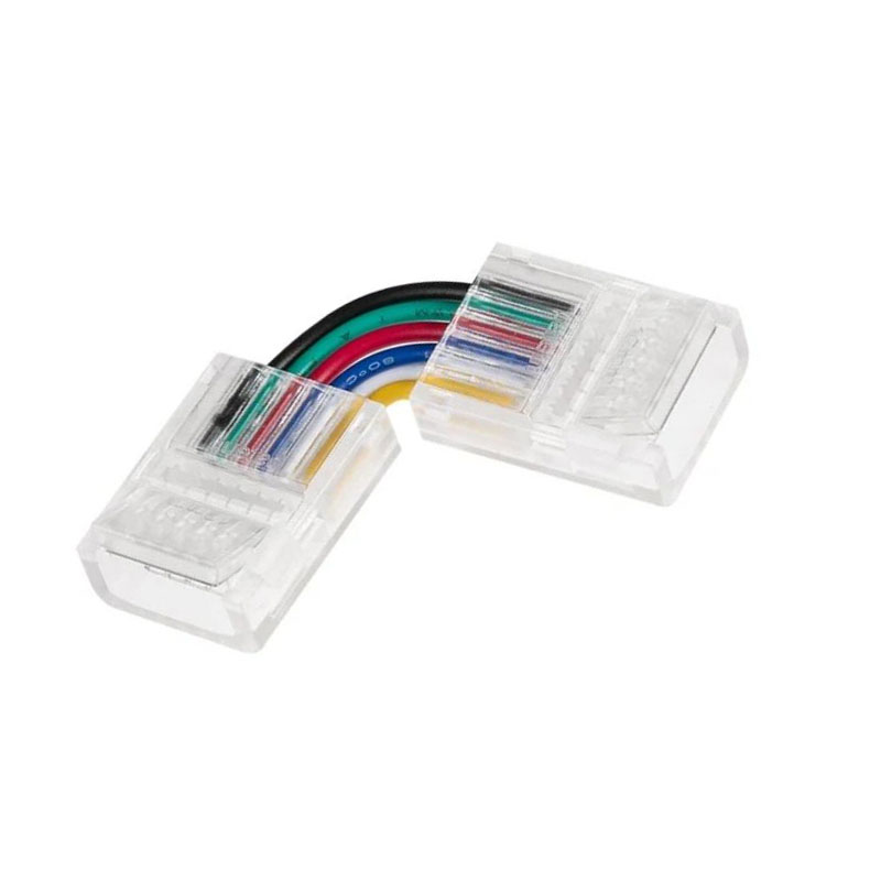 Solderless Clamp-On Left / Right L Wire Connector - 12mm RGB + CCT LED Strip Lights
