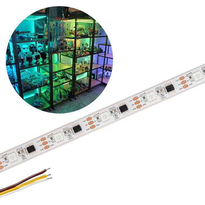 3m Digital RGB LED Strip Light - Single Addressable Color-Chasing LED Tape Light - 5V - IP67 - RGB